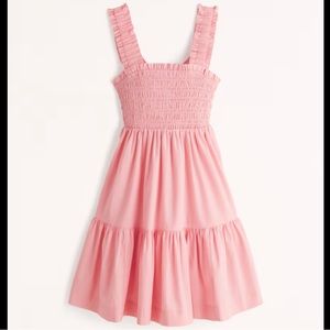 Abercrombie Smocked Bodice Easy Dress Size Small Tall Pink